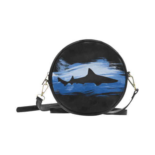 Shark Shape Template Blue Painting Round Sling Bag (Model 1647)