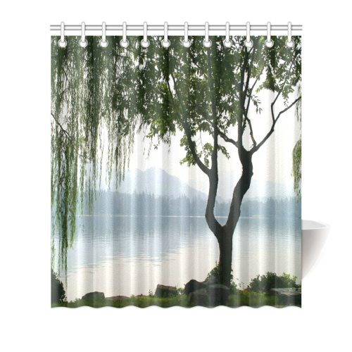 Weeping Willow Mountian View Shower, Weeping Willow Tree Shower Curtain
