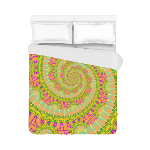 FLOWER POWER SPIRAL SUNNY orange green yellow Duvet Cover 86"x70" ( All-over-print)