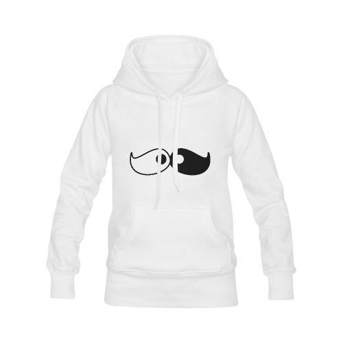 Cute Yin Yang Moustache Women's Classic Hoodies (Model H07)