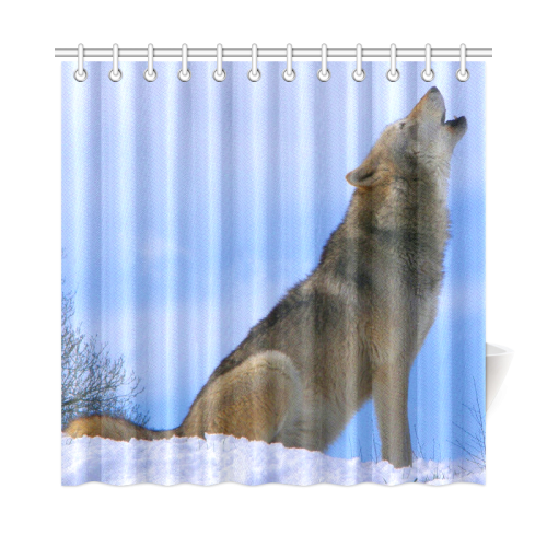 Howling Winter Wolf Shower Curtain 72"x72"