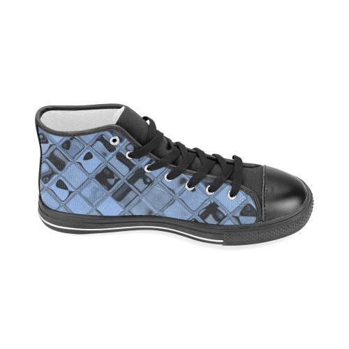 Abstract Tiles Cornflower Blue Men’s Classic High Top Canvas Shoes (Model 017)