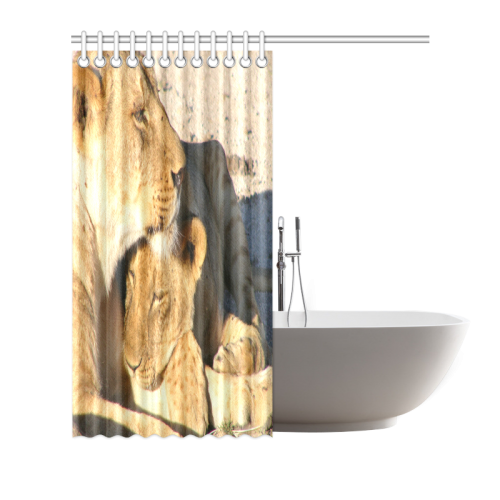 Lion And Cub Love Shower Curtain 66"x72"