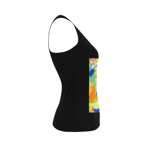 Black Horse Shape Colorful Splash Women's Shoulder-Free Tank Top (Model T35)