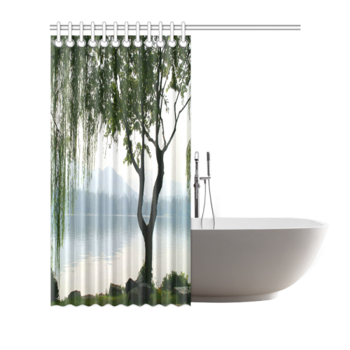 Weeping Willow Mountian View Shower Curtain 66"x72"