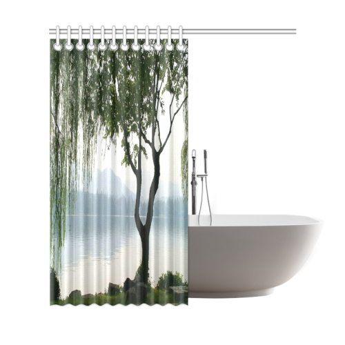 Weeping Willow Mountian View Shower Curtain 69"x72"