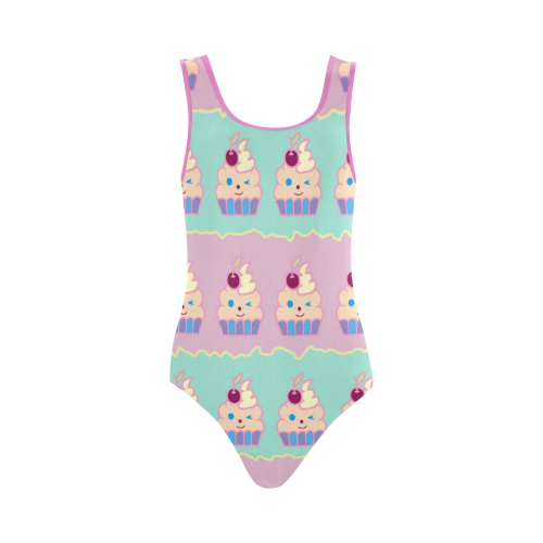 Cupcakes Vest One Piece Swimsuit (Model S04)