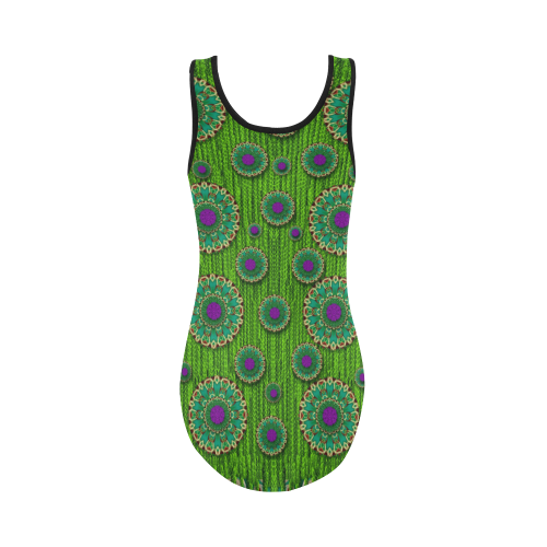 landscape and scenery in the peacock forest Vest One Piece Swimsuit (Model S04)