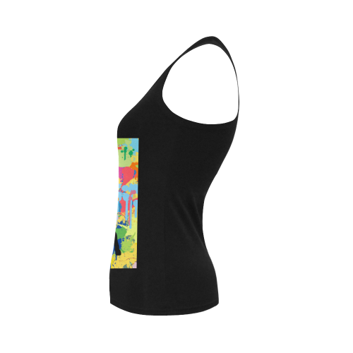 Black Horse Shape Colorful Splash Women's Shoulder-Free Tank Top (Model T35)