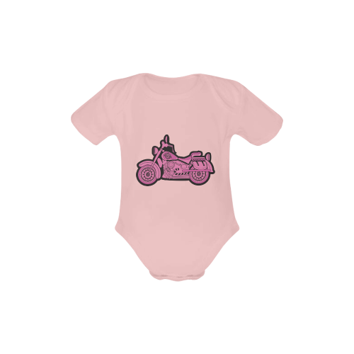 My First Pink Motorcycle Baby Powder Organic Short Sleeve One Piece (Model T28)
