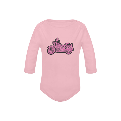 My First Pink Motorcycle Baby Powder Organic Long Sleeve One Piece (Model T27)