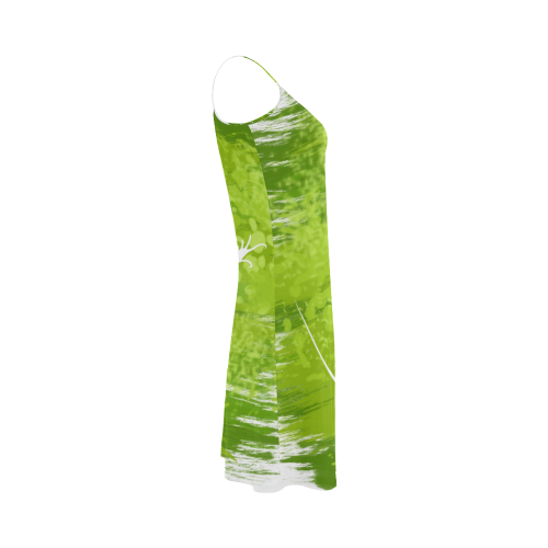 Green White Lizard Shape Painting Alcestis Slip Dress (Model D05)