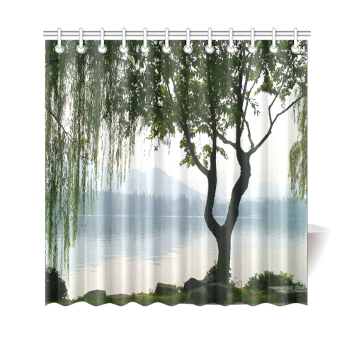 Weeping Willow Mountian View Shower Curtain 69"x70"