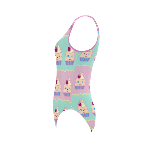 Cupcakes Vest One Piece Swimsuit (Model S04)