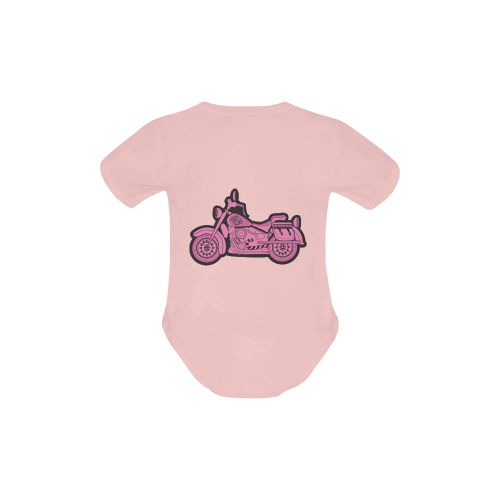 My First Pink Motorcycle Baby Powder Organic Short Sleeve One Piece (Model T28)