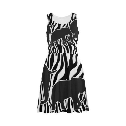 ELEPHANTS to ZEBRA stripes black & white Atalanta Sundress (Model D04)