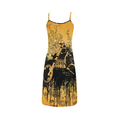 Steampunk, awesome motorcycle with floral elements Alcestis Slip Dress (Model D05)
