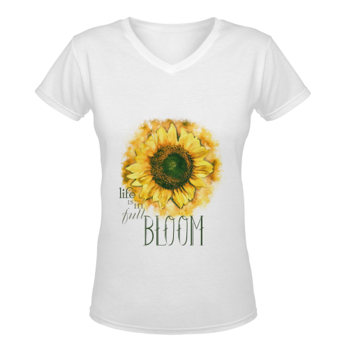 Painting Sunflower - Life is in full bloom Women's Deep V-neck T-shirt (Model T19)