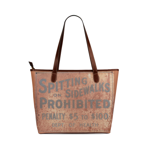 Spitting prohibited, penalty Shoulder Tote Bag (Model 1646)