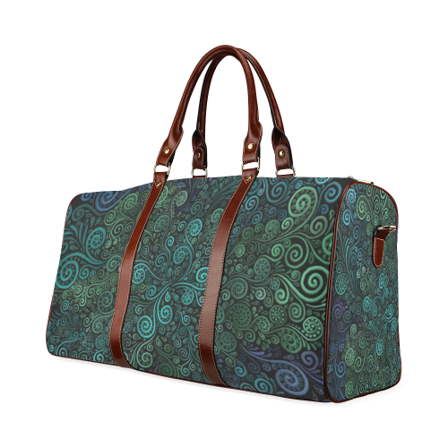 Turquoise 3D Rose Waterproof Travel Bag/Small (Model 1639)