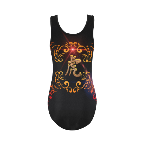 Hieroglyph, the tiger Vest One Piece Swimsuit (Model S04)