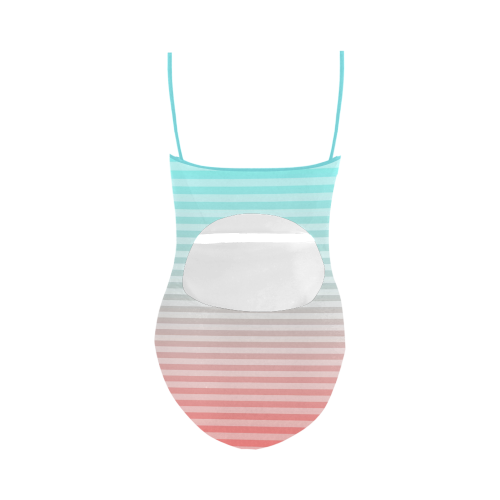 Aqua/Peach Ombre Stripe Strap Swimsuit ( Model S05)