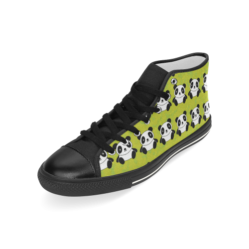 Panda Pattern Men’s Classic High Top Canvas Shoes (Model 017)