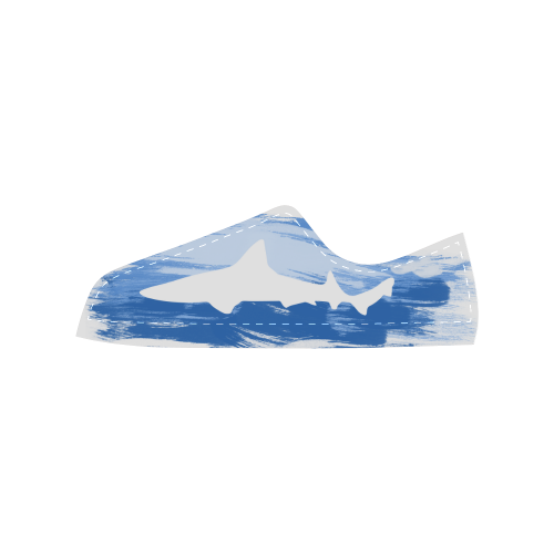 Shark Shape Template Blue Painting Women's Classic Canvas Shoes (Model 018)