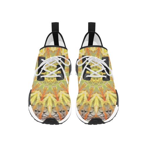 Golden Feathers Orange Flames Abstract Lattice Men’s Draco Running Shoes (Model 025)