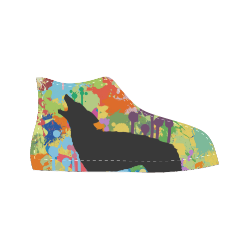 Wolf Black Shape Colorful Splash Women's Classic High Top Canvas Shoes (Model 017)