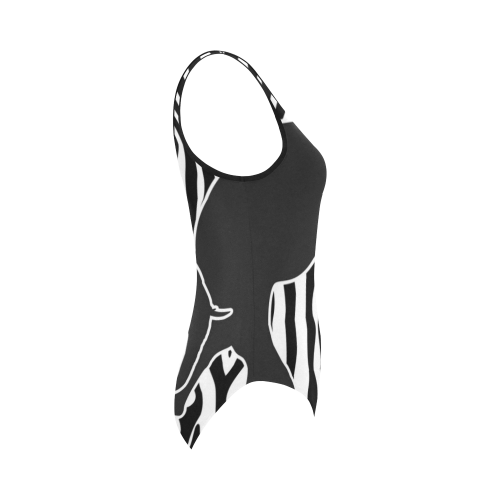 ELEPHANTS to ZEBRA stripes black & white Vest One Piece Swimsuit (Model S04)