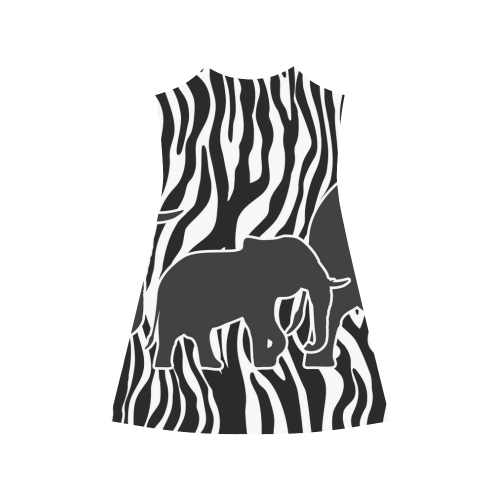 ELEPHANTS to ZEBRA stripes black & white Alcestis Slip Dress (Model D05)