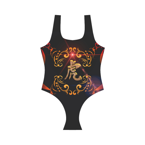 Hieroglyph, the tiger Vest One Piece Swimsuit (Model S04)