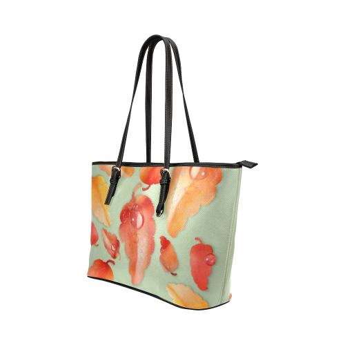 Leaves Leather Tote Bag/Large (Model 1651)