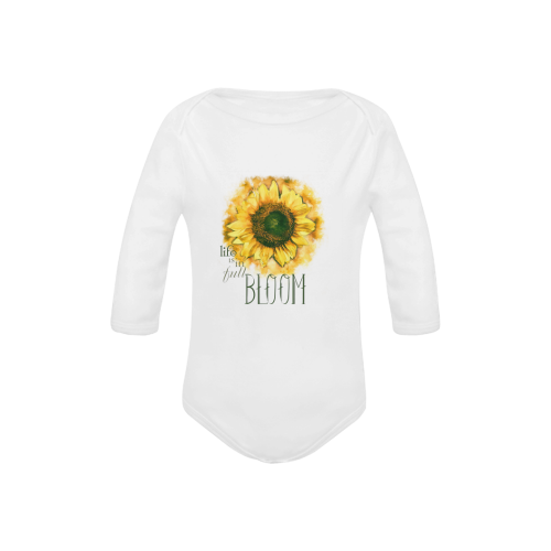 Painting Sunflower - Life is in full bloom Baby Powder Organic Long Sleeve One Piece (Model T27)