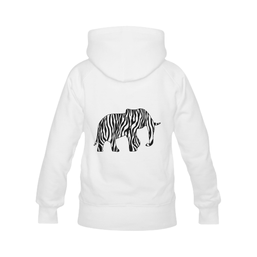 ZEBRAPHANT Elephant with Zebra Stripes black white Women's Classic Hoodies (Model H07)