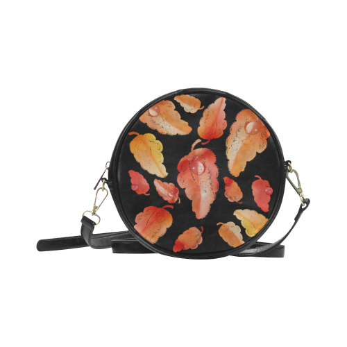 Red- orange leaves Round Sling Bag (Model 1647)
