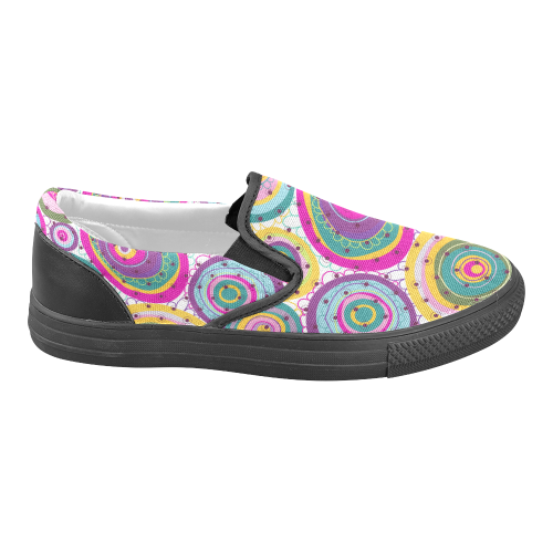 Abstract Colorful Circles Men's Unusual Slip-on Canvas Shoes (Model 019)