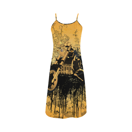 Steampunk, awesome motorcycle with floral elements Alcestis Slip Dress (Model D05)