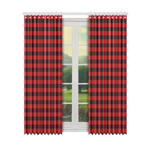 LUMBERJACK Squares Fabric - red black Window Curtain 50" x 96"(One Piece)