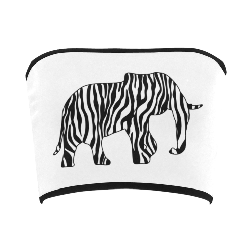 ZEBRAPHANT Elephant with Zebra Stripes black white Bandeau Top