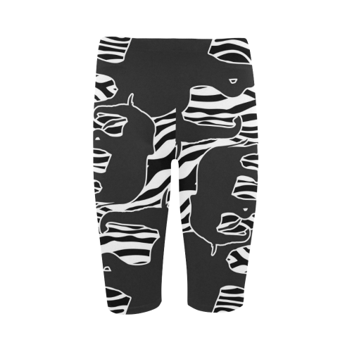 ELEPHANTS to ZEBRA stripes black & white Hestia Cropped Leggings (Model L03)