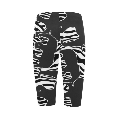 ELEPHANTS to ZEBRA stripes black & white Hestia Cropped Leggings (Model L03)