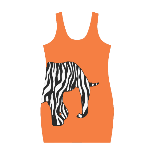 ZEBRAPHANT Elephant with Zebra Stripes black white Medea Vest Dress (Model D06)