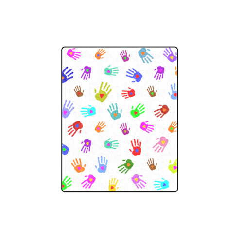 Multicolored HANDS with HEARTS love pattern Blanket 40"x50"