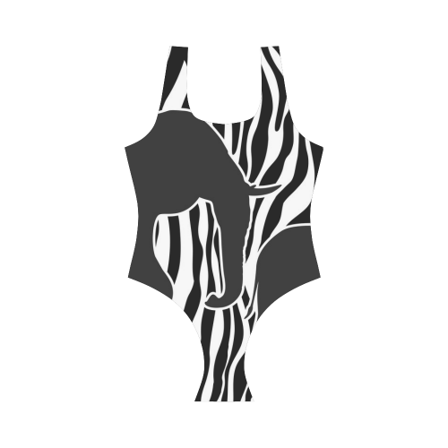 ELEPHANTS to ZEBRA stripes black & white Vest One Piece Swimsuit (Model S04)