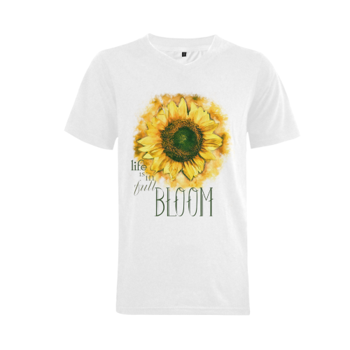 Painting Sunflower - Life is in full bloom Men's V-Neck T-shirt (USA Size) (Model T10)