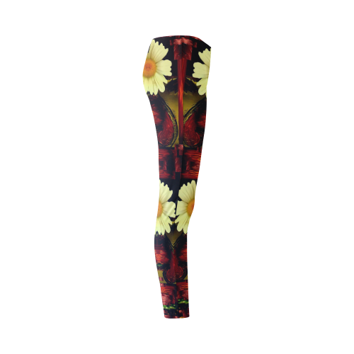 Love and flowers in the colors of love popart Cassandra Women's Leggings (Model L01)