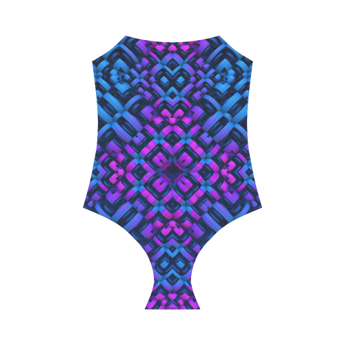 3-D Pattern in Neon Blue/Pink/Black Strap Swimsuit ( Model S05)