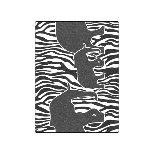 ELEPHANTS to ZEBRA stripes black & white Blanket 50"x60"